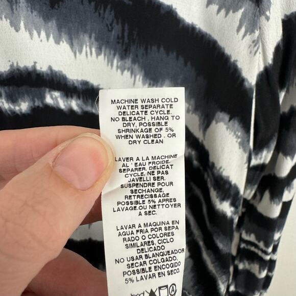 Fifteen Twenty Black & White Watercolor Print Asymmetrical Long Sleeve Blouse - Picture 10 of 10